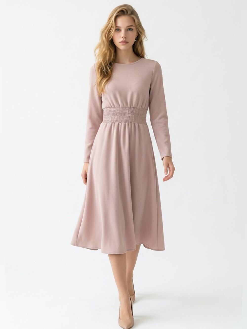 Maje Rumbana Stretch-Crepe Dress in Dusty Rose